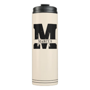Monogram en naam moderne man thermosbeker