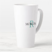 Monogram en naam personaliseren, licht Blauwgroen  Latte Mok (Rechterhoek)