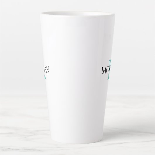 Monogram en naam personaliseren, licht Blauwgroen  Latte Mok (Voorkant)