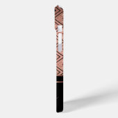 Monogram en Naam Roos Gouden Diamantpatroon Case-Mate iPhone Case (Achterkant / Links)