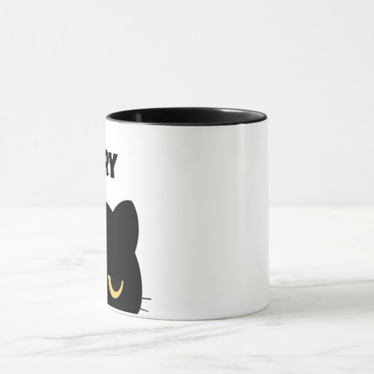 Monogram en Naam Script Funny Black Cat aanpassen Mok (Midden)
