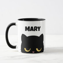 Monogram en Naam Script Funny Black Cat aanpassen