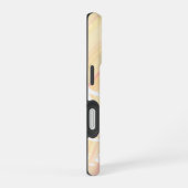 Monogram en Naam Witte Bloem op Roze & Perzik iPhone 16 Hoesje (Rechterkant)