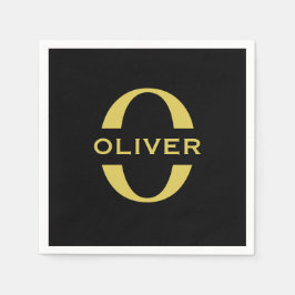 Monogram en naam zwart en goud op maat servet