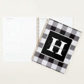 Monogram en naam zwart-wit Gingham Pset Planner (Display)