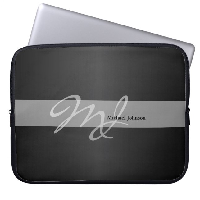 Monogram en naamontwerp laptop sleeve (Voorkant)