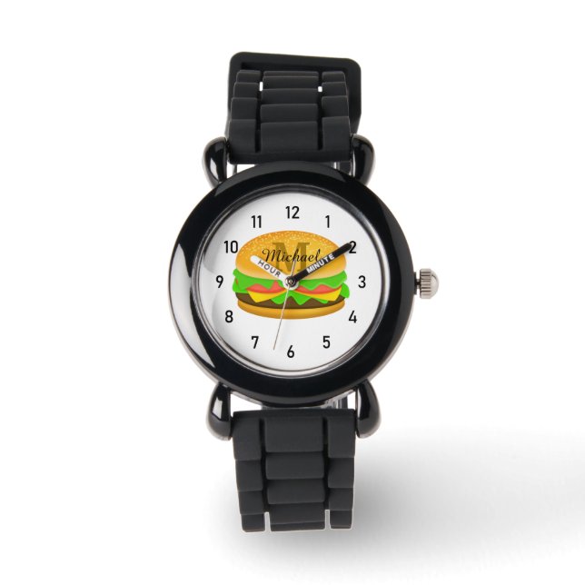 Monogram en nummers voor de roodbruinhamburger horloge (Voorkant)