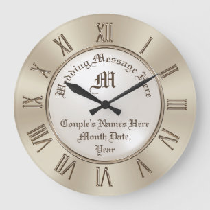 Monogram en persoonlijke wandklok rond cadeau grote klok