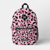 Monogram  en schattig dierpatroon Roze Bedrukte Rugzak (Voorkant)