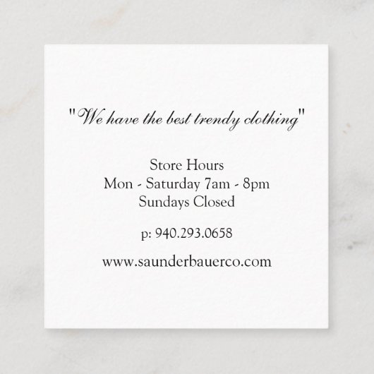 Monogram en Stripes Vierkante Visitekaartje (Achterkant)