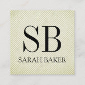 Monogram en Stripes Vierkante Visitekaartje (Voorkant)