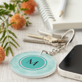 Monogram en vlinder met groene munt sleutelhanger (Voorkant Rechts)