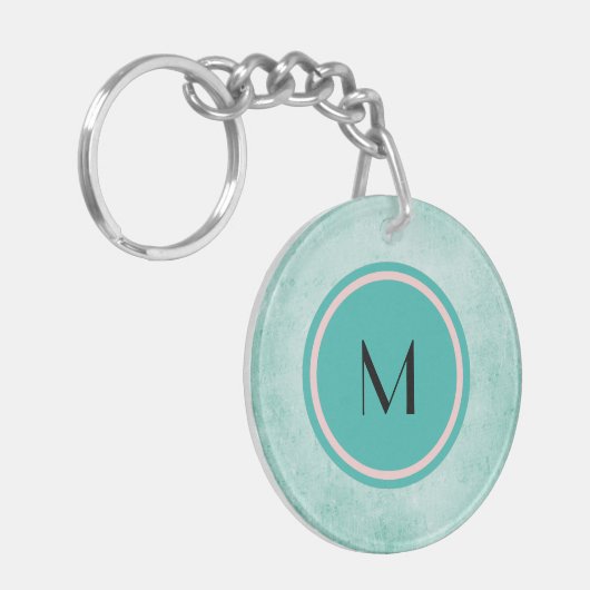 Monogram en vlinder met groene munt sleutelhanger (Voorkant Links)