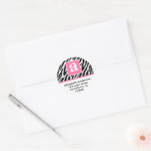 Monogram en Zebrapatroon Ronde Sticker (Envelop)