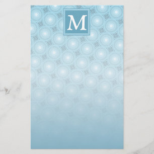 Monogram engel blauw cirkelpatroon briefpapier