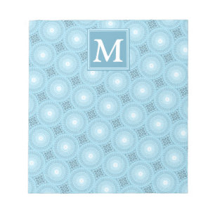 Monogram engel blauw cirkelpatroon notitieblok