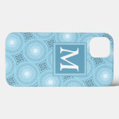 Monogram engel blauwe cirkels patroon Hoesje-Mate  Case-Mate iPhone Case (Achterkant (horizontaal))