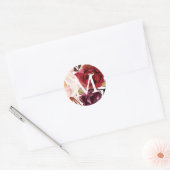 Monogram envelop afdichtingen rustieke Marsala Ronde Sticker (Envelop)