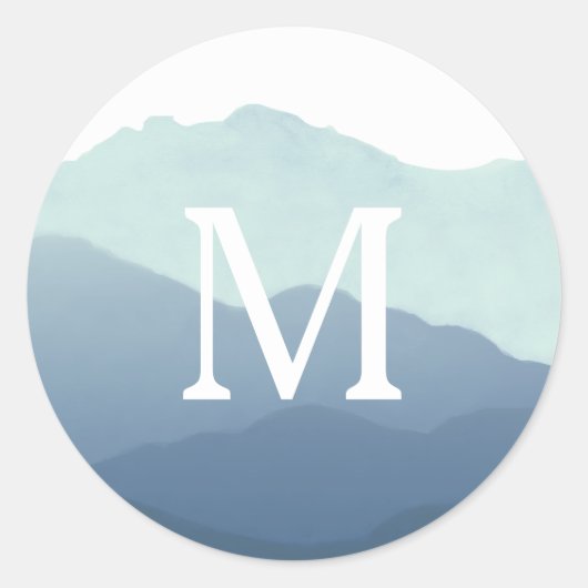 Monogram Envelopzegel voor gebergte Ronde Sticker (Voorkant)