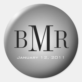 Monogram Envelopzegel :: Zilver Ronde Sticker