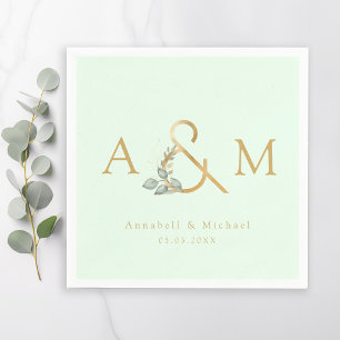 Monogram, Eucalyptus Ampersand, Groen & Goud Servet