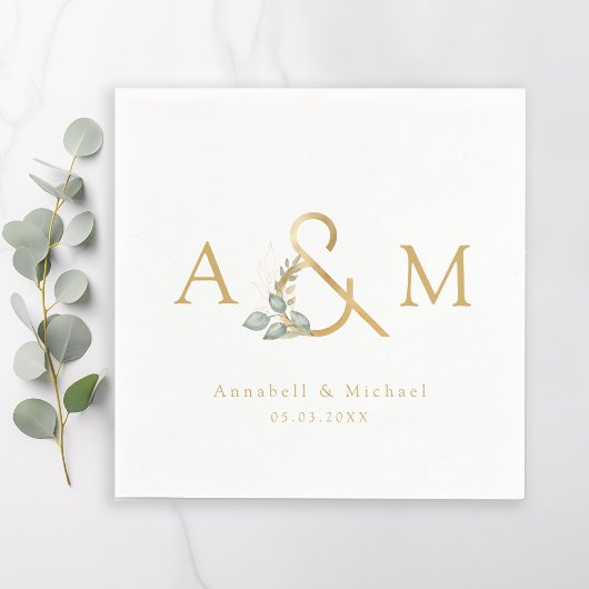 Monogram, Eucalyptus Ampersand, Wit & Goud Servet