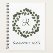 Monogram Eucalyptus blaast elegant modern Planner (Voorkant)