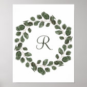 Monogram Eucalyptus blaast elegant modern Poster (Voorkant)