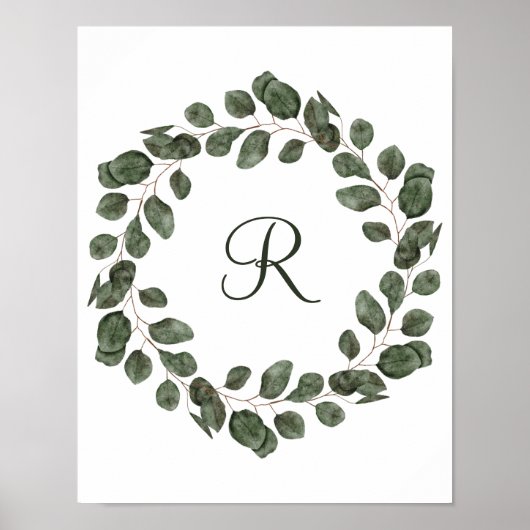 Monogram Eucalyptus blaast elegant modern Poster (Voorkant)