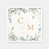 Monogram Eucalyptus Bruiloft Servet (Voorkant)
