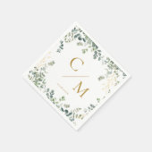 Monogram Eucalyptus Bruiloft Servet (Hoek)