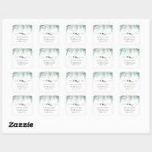 Monogram Eucalyptus Bruiloft Vierkante Sticker (Vel)