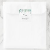 Monogram Eucalyptus Bruiloft Vierkante Sticker (Tas)