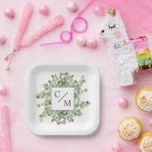 Monogram Eucalyptus Dozen Brownies Papieren Bordje (Feest)