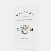 Monogram Eucalyptus greenery Gold bruiloft Acryl Bord (Hoek)