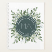 Monogram Eucalyptus Greenery Naam Jaar Planner (Voorkant)