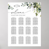 Monogram Eucalyptus Greenery Wedding Seding Chart Poster (Voorkant)