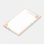 Monogram Eucalyptus Leaves Peony Floral Peach Sage Post-it® Notes (Schuin)