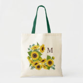 Monogram Eucalyptus Sunflower Bouquet Tote Bag (Voorkant)