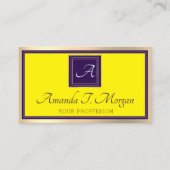 Monogram Event Planner Goud Lijst Paarse Geel Visitekaartje (Voorkant)