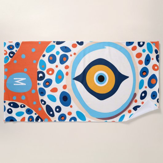 Monogram Evil Eye Modern Abstract strandlaken (Voorkant)