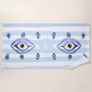 Monogram Evil Eye Nazar Tendance moderne Serviette