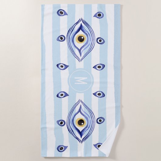 Monogram Evil Eye Nazar Tendance moderne Serviette (Devant)
