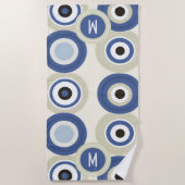 Monogram Evil Eye Retro Moderne Strandlaken (Voorkant)