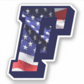 Monogram F Amerikaanse vlag Brief F Initiaal Veren Sticker (Voorkant)