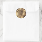 Monogram F Bronze Wedding Invitation Holiday Ronde Sticker (Tas)