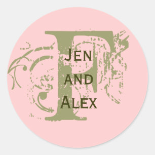 Monogram F en Namen Roze Sticker