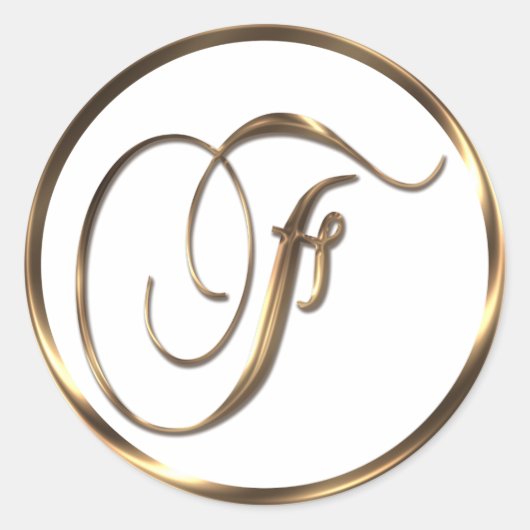 Monogram F Faux Bronze Ronde Sticker (Voorkant)