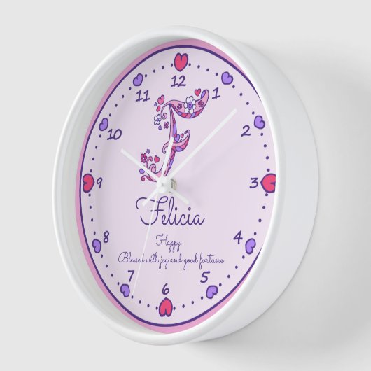 Monogram F Felicia hearts naam betekent klok (Hoek)