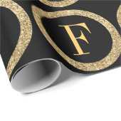 Monogram F goud Cadeaupapier (Rol Hoek)